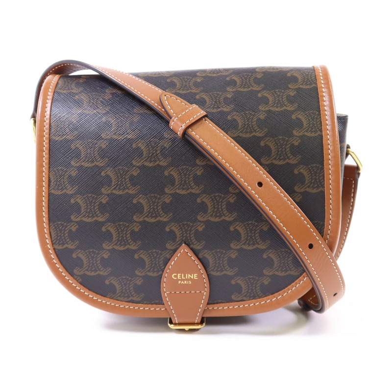 CELINE 塗層帆布Folco金扣肩背袋-0