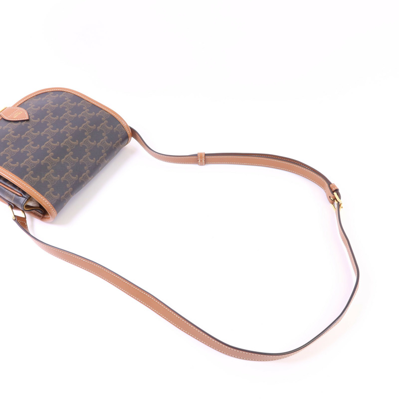 CELINE 塗層帆布Folco金扣肩背袋-5