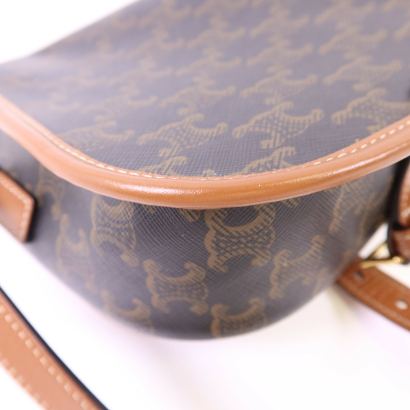 CELINE 塗層帆布Folco金扣肩背袋-14