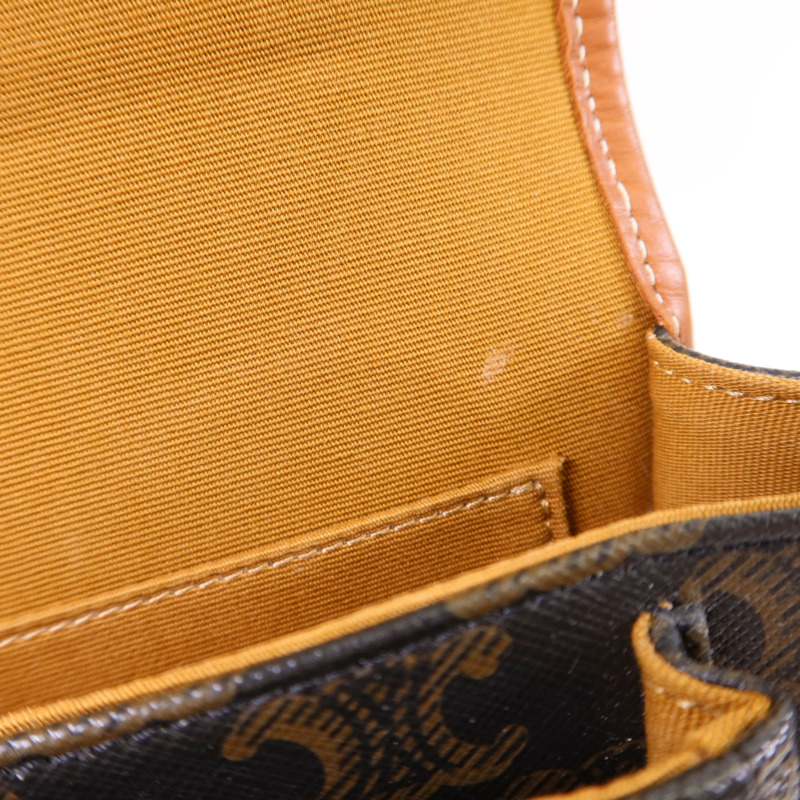 CELINE 塗層帆布Folco金扣肩背袋-17