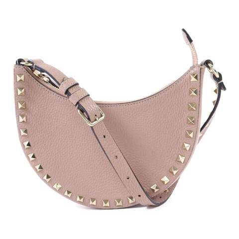 Valentino 牛皮皮革Mini Rockstud Hobo Bag金扣肩背袋