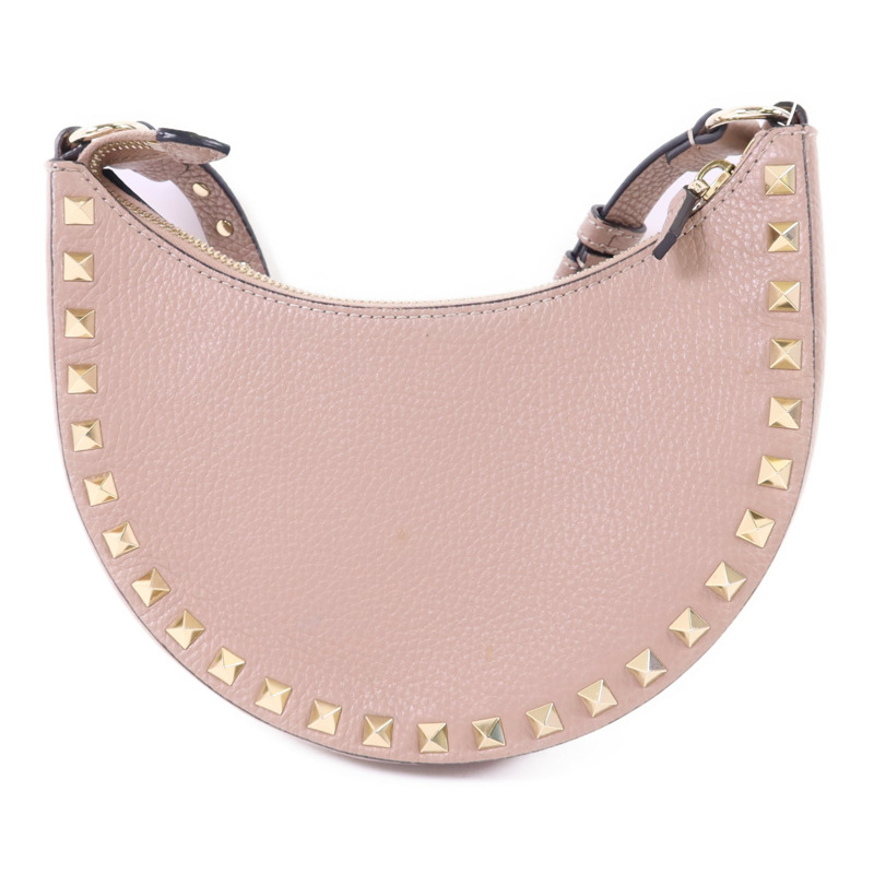 Valentino 牛皮皮革Mini Rockstud Hobo Bag金扣肩背袋-1