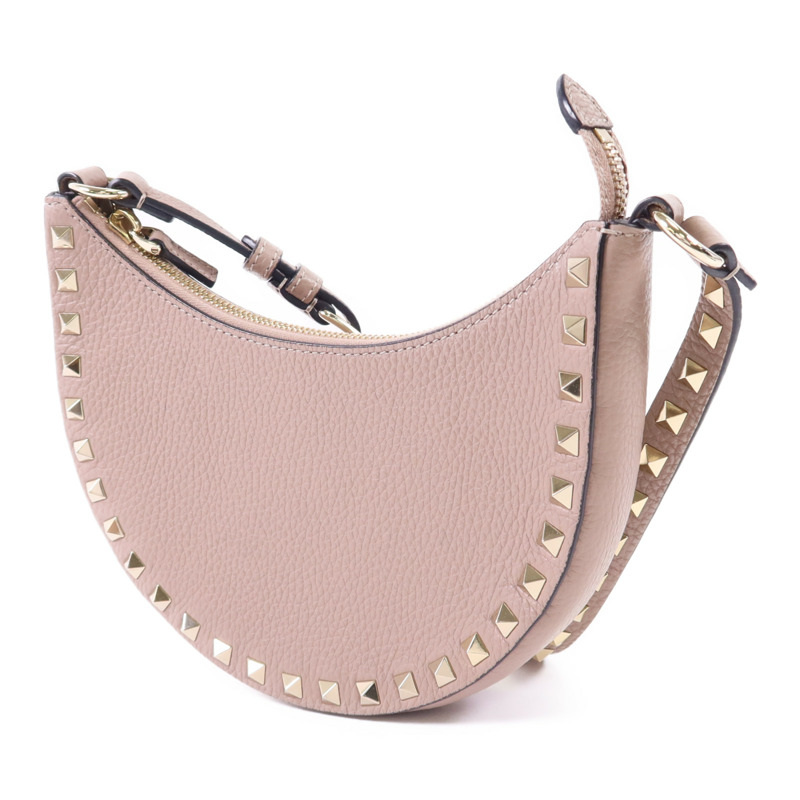 Valentino 牛皮皮革Mini Rockstud Hobo Bag金扣肩背袋-2