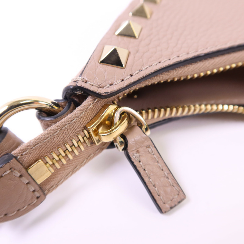 Valentino 牛皮皮革Mini Rockstud Hobo Bag金扣肩背袋-7