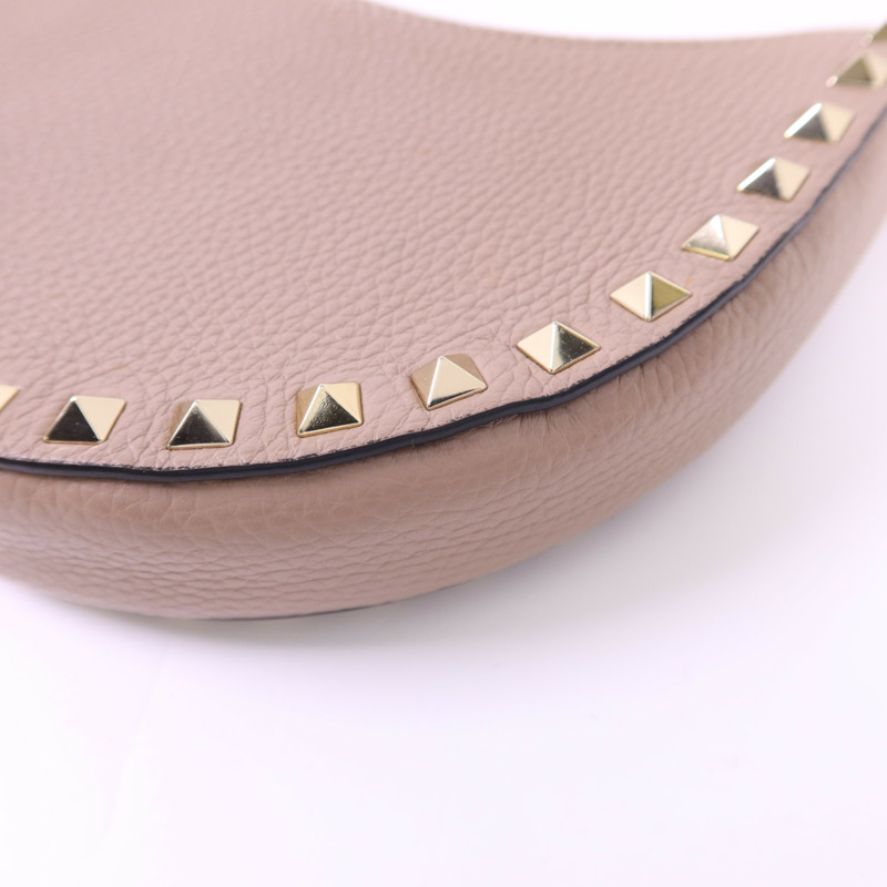 Valentino 牛皮皮革Mini Rockstud Hobo Bag金扣肩背袋-9