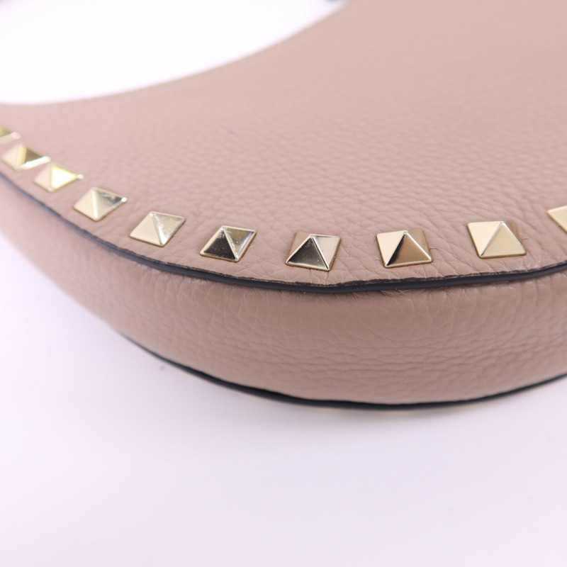 Valentino 牛皮皮革Mini Rockstud Hobo Bag金扣肩背袋-10