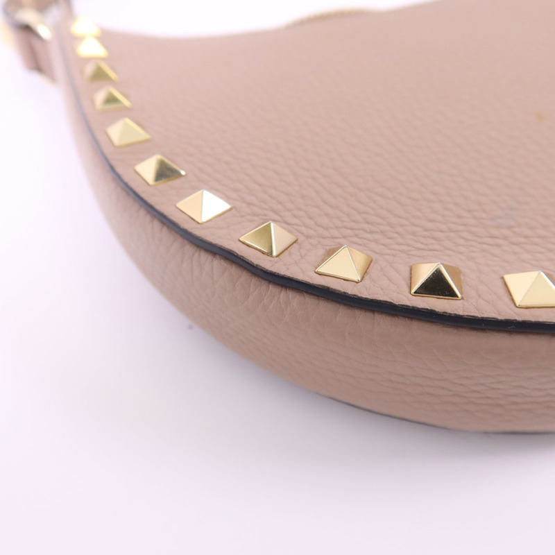 Valentino 牛皮皮革Mini Rockstud Hobo Bag金扣肩背袋-12