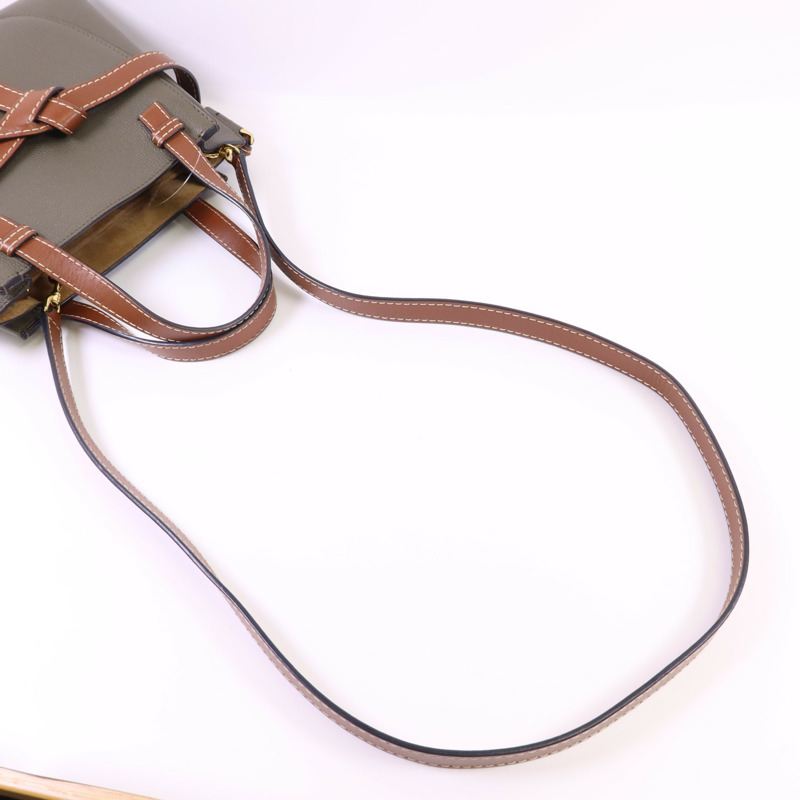 LOEWE 牛皮皮革Mini Gate金扣手挽肩背兩用袋-4