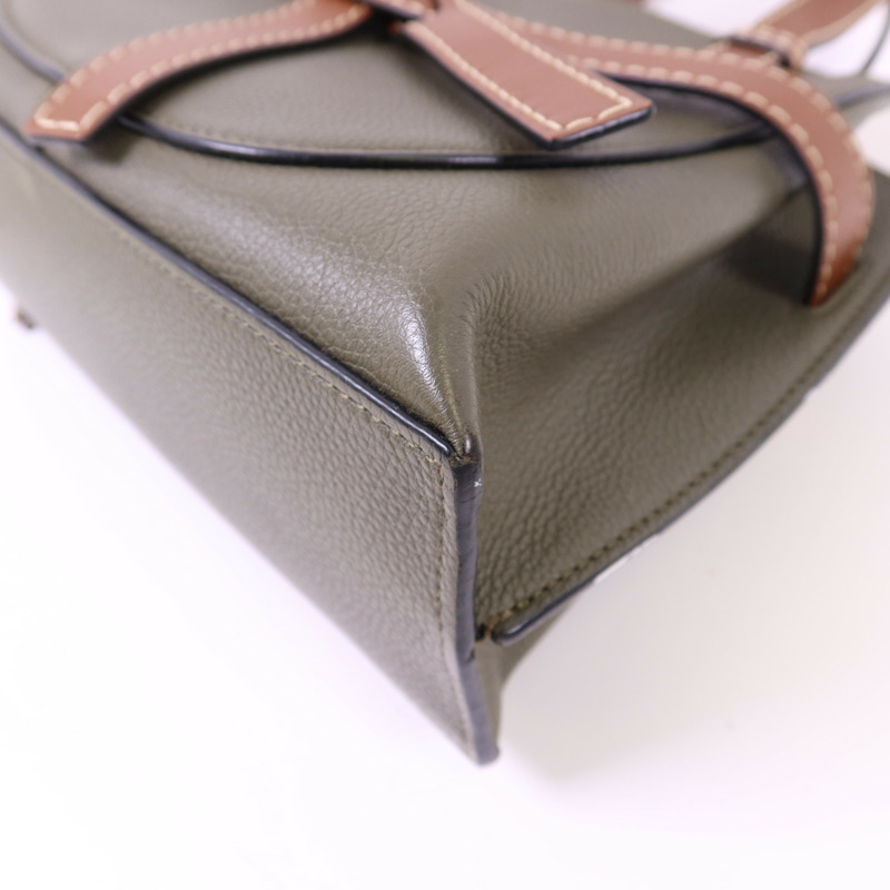 LOEWE 牛皮皮革Mini Gate金扣手挽肩背兩用袋-10