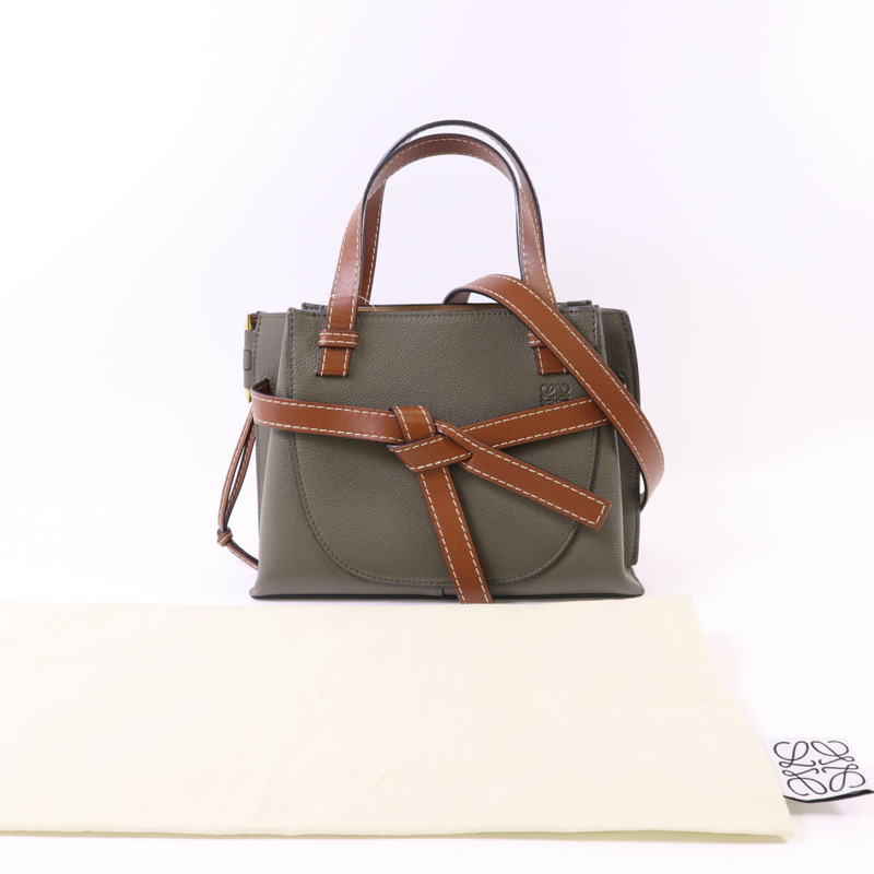 LOEWE 牛皮皮革Mini Gate金扣手挽肩背兩用袋-22