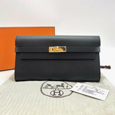 HERMES 黑金Kelly長款錢包20*11.5*2 全新閒置配件盒子塵袋