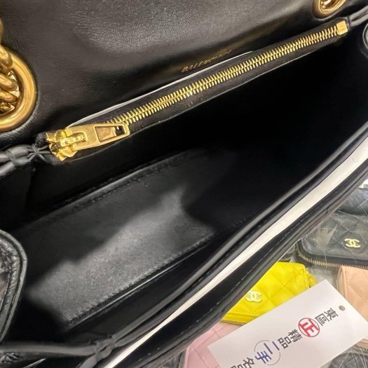 東區正精品㊣ BALENCIAGA 716351 全新巴黎世家黑色牛皮金釦金鍊斜紋沙漏包雙鍊肩背包斜背包 RZ5516-3