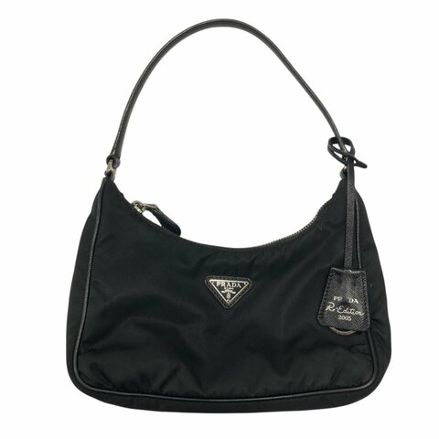 PRADA 普拉達 Prada 1N204M Re-Edition 2005 再生尼龍 肩背包 黑色 銀釦
