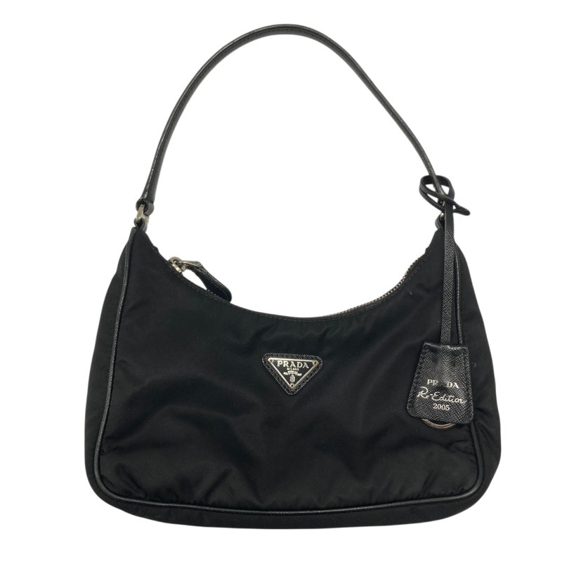 PRADA 普拉達 Prada 1N204M Re-Edition 2005 再生尼龍 肩背包 黑色 銀釦-0