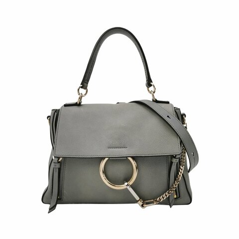 Chloe Faye小號牛皮翻毛皮純色鏈條扣飾斜挎包單肩包