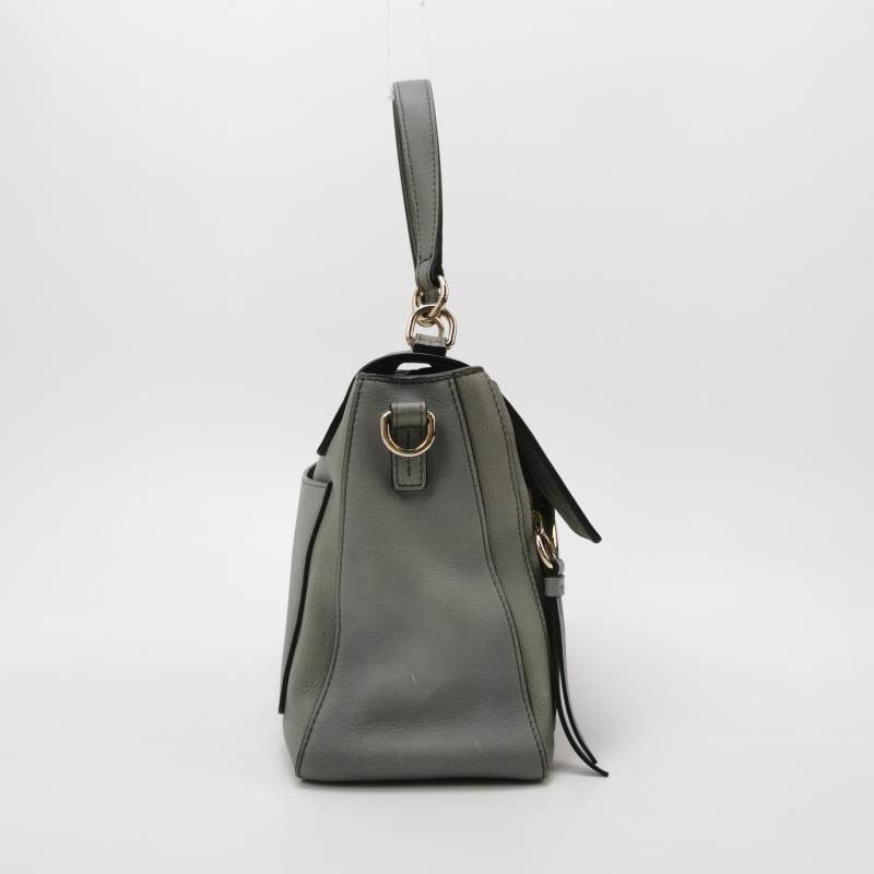 Chloe Faye小號牛皮翻毛皮純色鏈條扣飾斜挎包單肩包-3