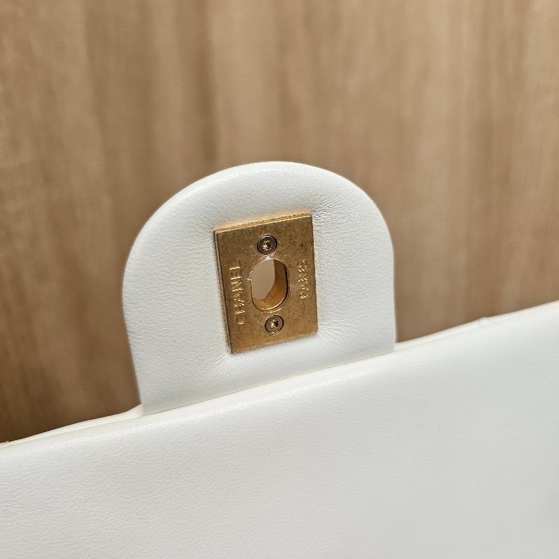 [珍珠控☺️季節限定] Chanel白羊皮菱格霧金釦CF珍珠肩斜背包-14