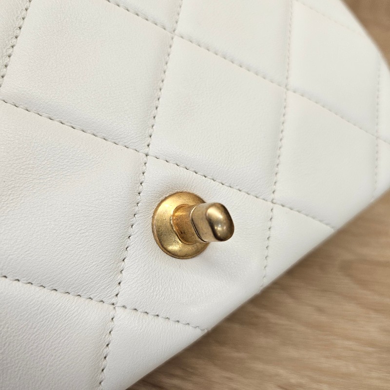 [珍珠控☺️季節限定] Chanel白羊皮菱格霧金釦CF珍珠肩斜背包-15