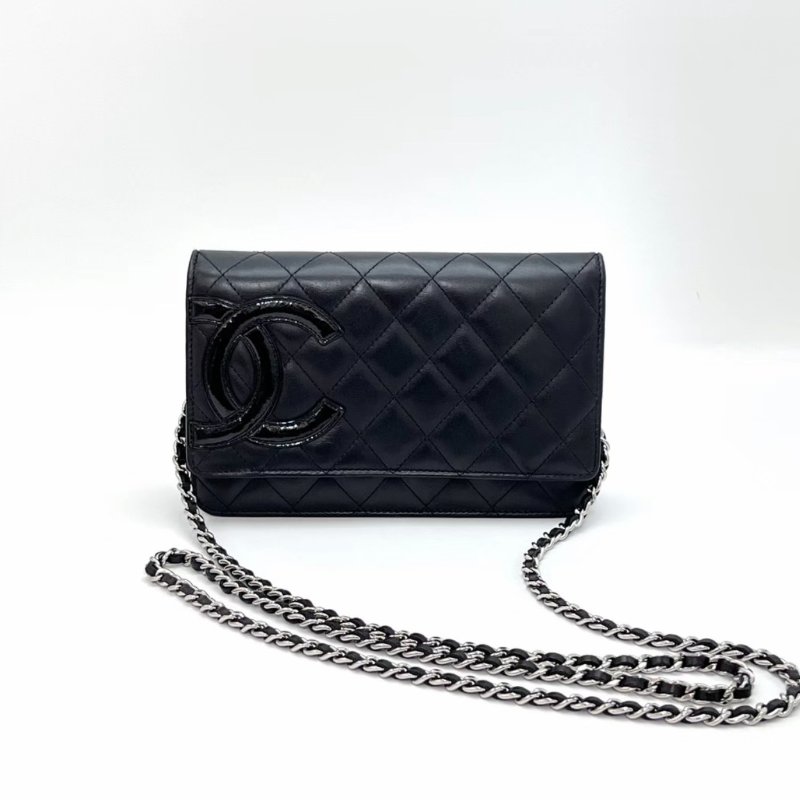 CHANEL 黑色銀扣康鵬woc鏈條包19*13*3 98新配件塵袋-0