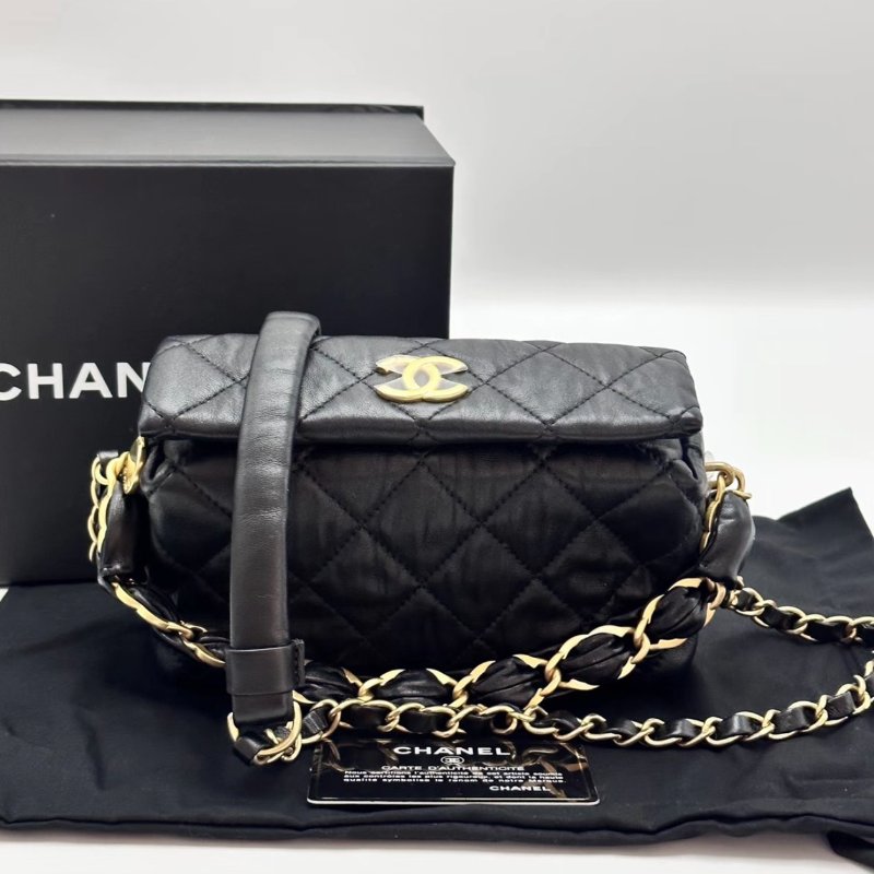 CHANEL 黑金21S hobo小號手提肩背斜背飯盒包 19*13*7 98新配件盒子塵袋保卡-0