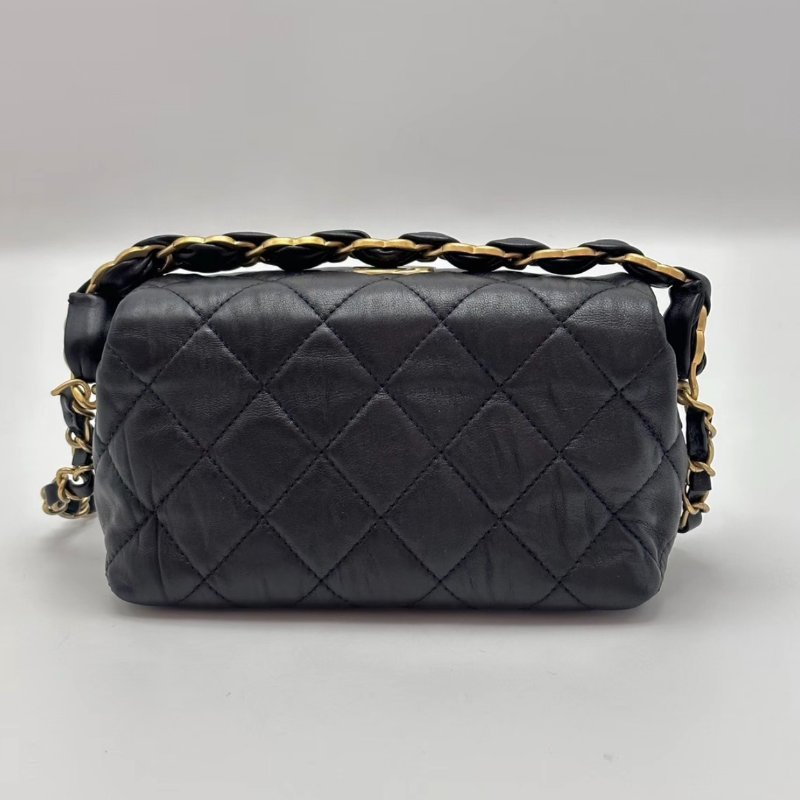 CHANEL 黑金21S hobo小號手提肩背斜背飯盒包 19*13*7 98新配件盒子塵袋保卡-4