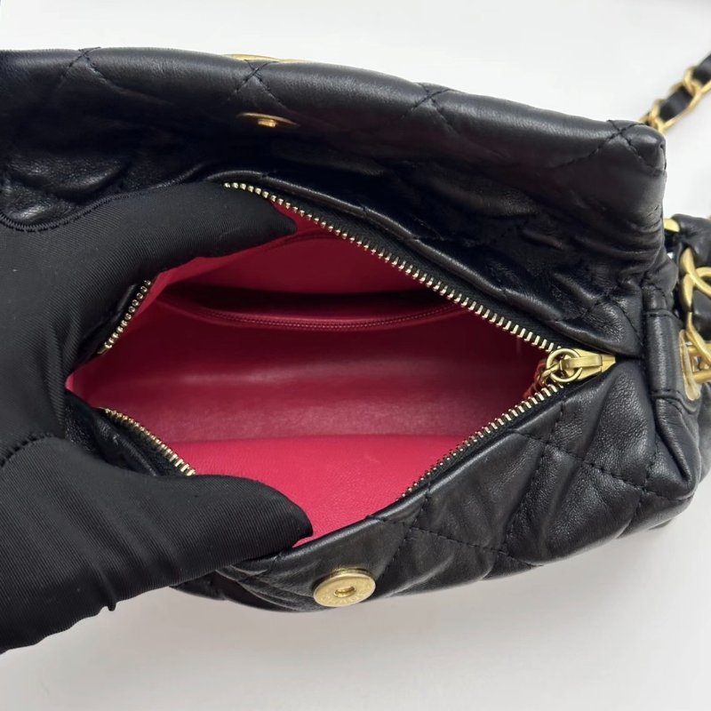 CHANEL 黑金21S hobo小號手提肩背斜背飯盒包 19*13*7 98新配件盒子塵袋保卡-5