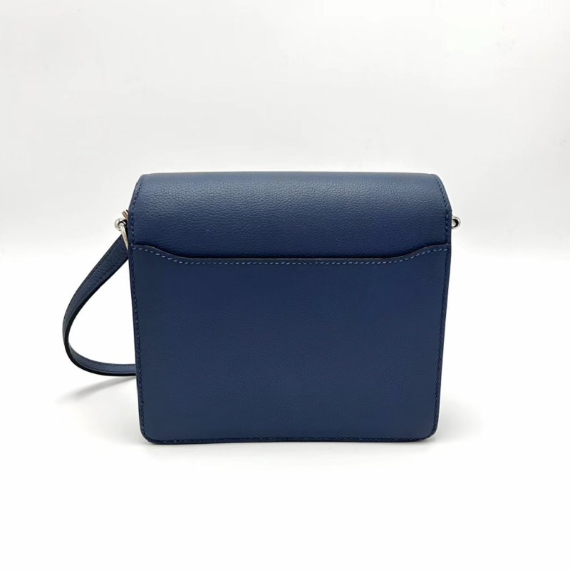 HERMES 深邃藍銀扣豬鼻子19肩背斜背包 17.5*15*6 98新配件塵袋-4