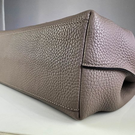 *奢華大道國際精品*【T0146】TOD'S灰色荔枝紋牛皮/蛇皮 掀蓋手提/斜背兩用包-3