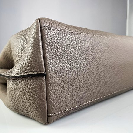 *奢華大道國際精品*【T0146】TOD'S灰色荔枝紋牛皮/蛇皮 掀蓋手提/斜背兩用包-4