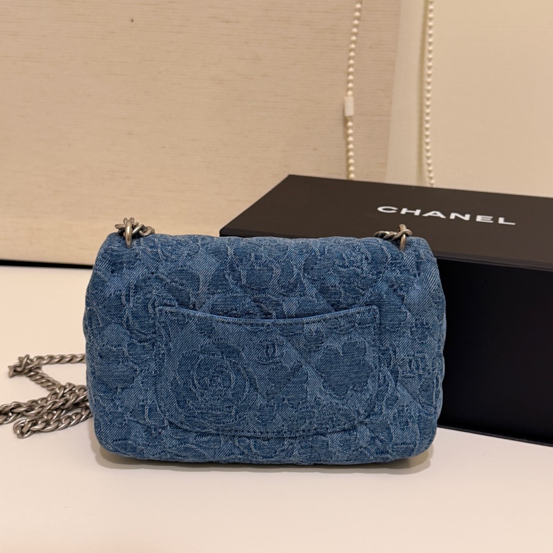Chanel cf mini 山茶花牛仔 愛心銀扣-2