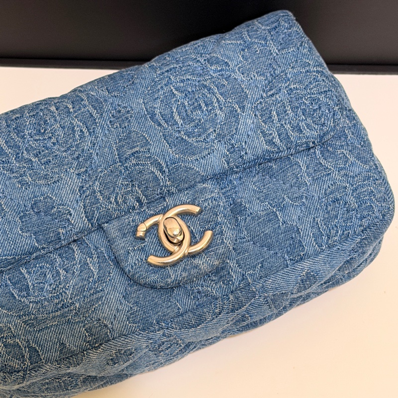 Chanel cf mini 山茶花牛仔 愛心銀扣-3
