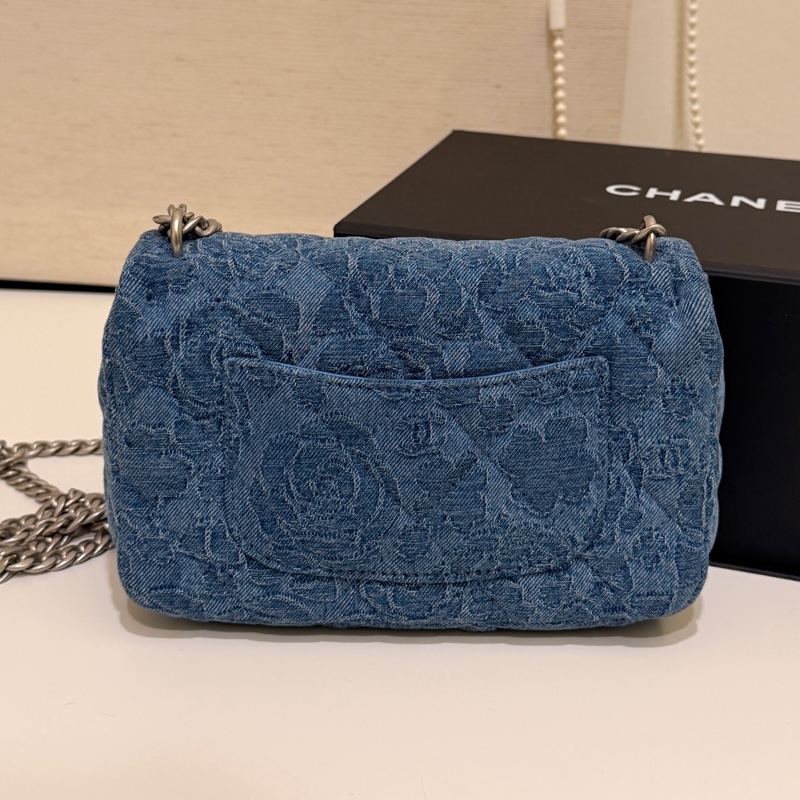 Chanel cf mini 山茶花牛仔 愛心銀扣-8