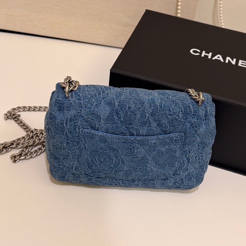 Chanel cf mini 山茶花牛仔 愛心銀扣-9