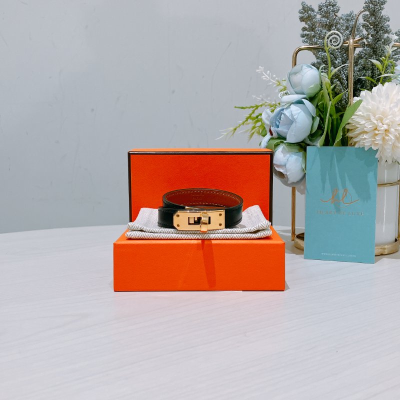 TK1895 Hermes 愛馬仕 凱莉 手帶 手環 黑金 Kelly Double Tour Bracelet T2 Black x GHW-0