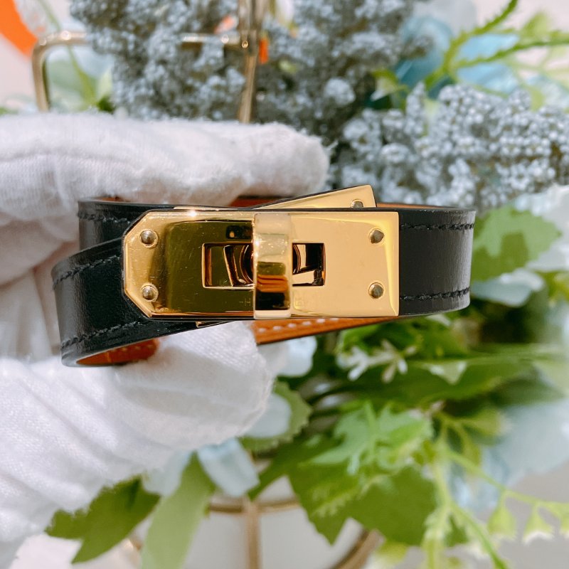 TK1895 Hermes 愛馬仕 凱莉 手帶 手環 黑金 Kelly Double Tour Bracelet T2 Black x GHW-1