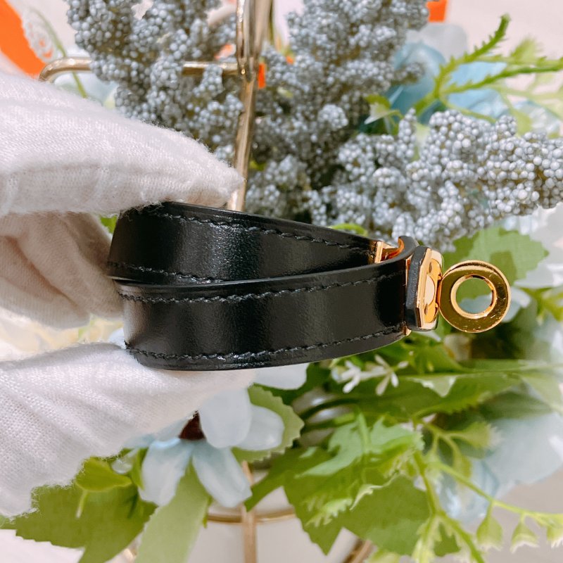 TK1895 Hermes 愛馬仕 凱莉 手帶 手環 黑金 Kelly Double Tour Bracelet T2 Black x GHW-2