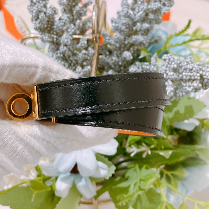 TK1895 Hermes 愛馬仕 凱莉 手帶 手環 黑金 Kelly Double Tour Bracelet T2 Black x GHW-4