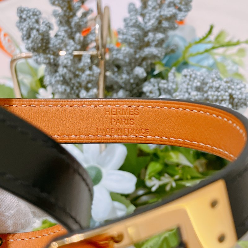 TK1895 Hermes 愛馬仕 凱莉 手帶 手環 黑金 Kelly Double Tour Bracelet T2 Black x GHW-6