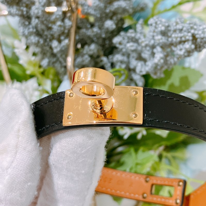 TK1895 Hermes 愛馬仕 凱莉 手帶 手環 黑金 Kelly Double Tour Bracelet T2 Black x GHW-7
