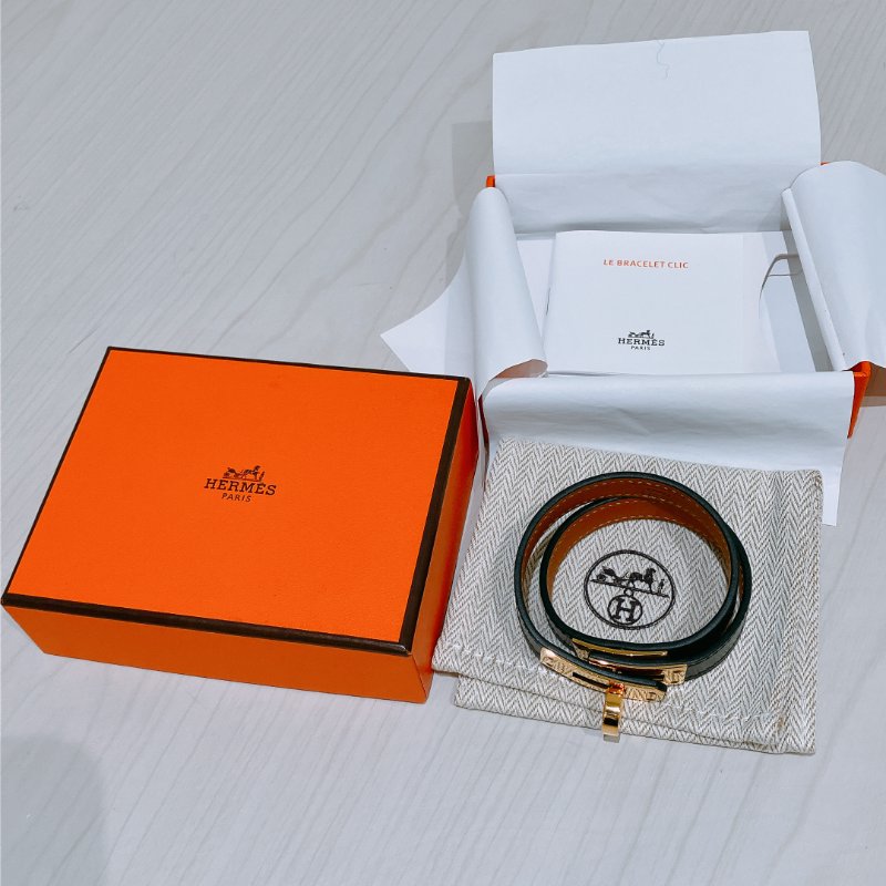 TK1895 Hermes 愛馬仕 凱莉 手帶 手環 黑金 Kelly Double Tour Bracelet T2 Black x GHW-8
