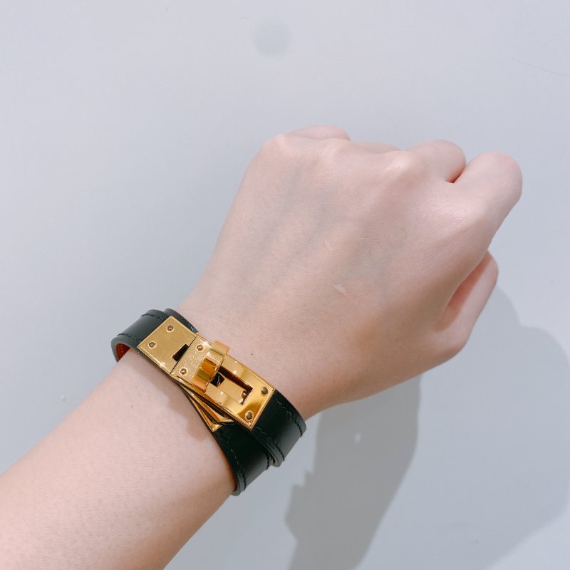 TK1895 Hermes 愛馬仕 凱莉 手帶 手環 黑金 Kelly Double Tour Bracelet T2 Black x GHW-9