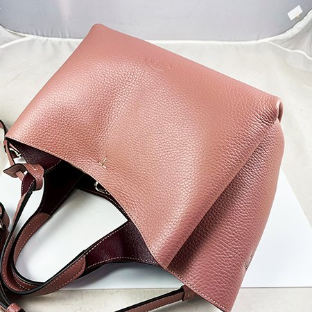 *奢華大道國際精品*【T0150】TOD'S 藕粉色小牛皮手提/斜背兩用包 XBWAPAFL100QRI-2