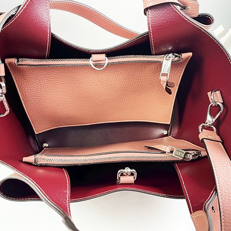 *奢華大道國際精品*【T0150】TOD'S 藕粉色小牛皮手提/斜背兩用包 XBWAPAFL100QRI-5