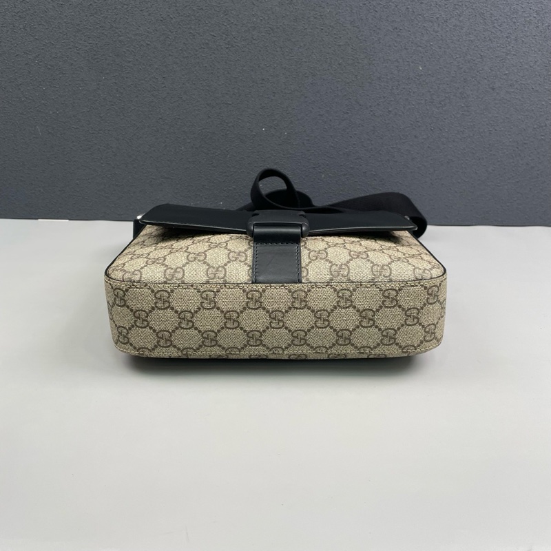 Gucci古馳 老花拼黑色郵差包 尺寸約25*26*5.5cm。-4