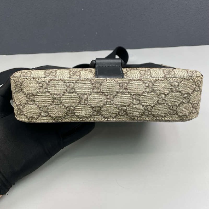 Gucci古馳 老花拼黑色郵差包 尺寸約25*26*5.5cm。-13