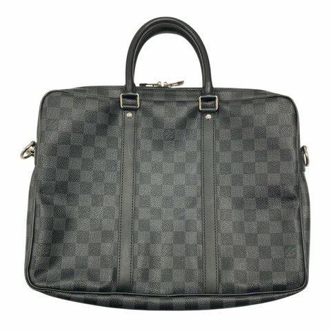 LOUIS VUITTON 路易威登 N41125 Porte-Documents Voyage PM PVC帆布 公事包 黑色棋盤格 銀釦
