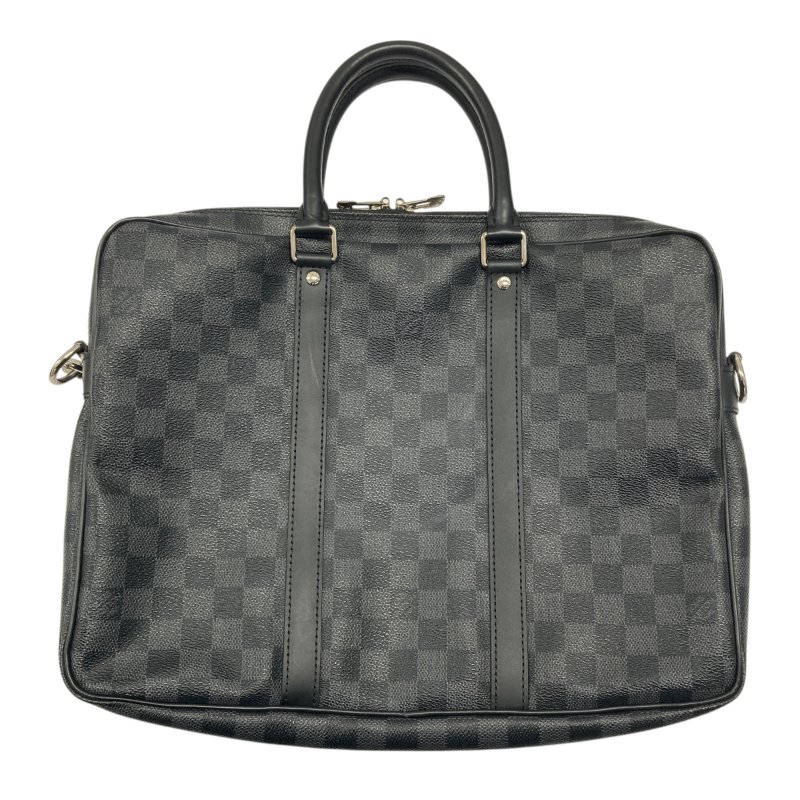 LOUIS VUITTON 路易威登 N41125 Porte-Documents Voyage PM PVC帆布 公事包 黑色棋盤格 銀釦-0
