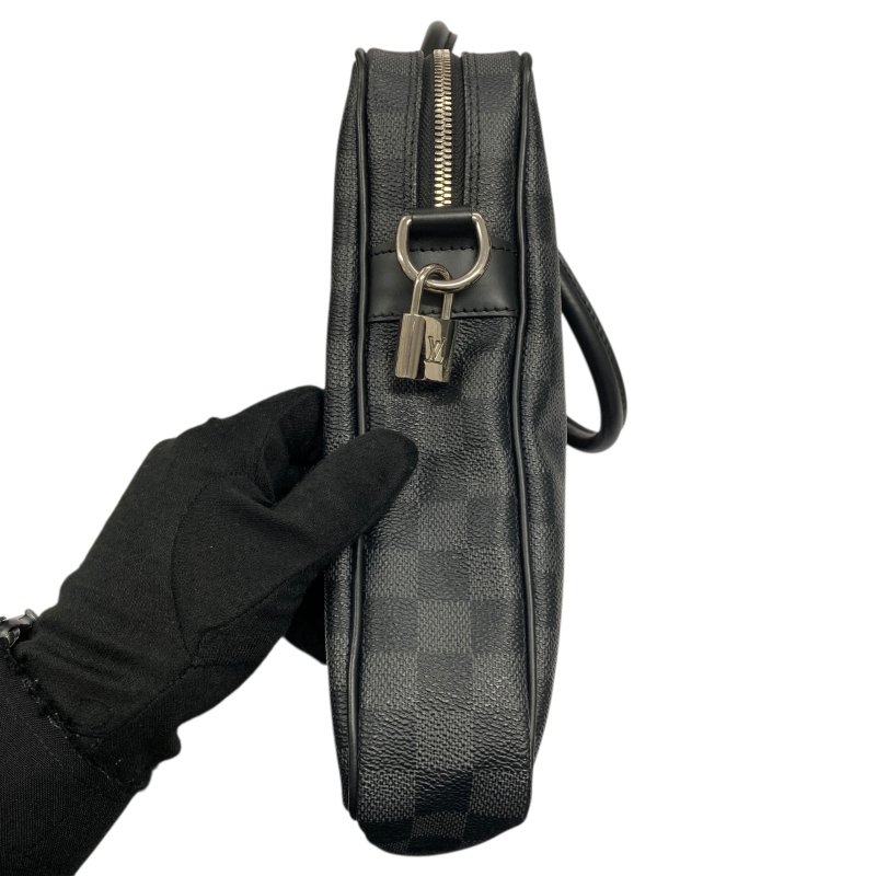 LOUIS VUITTON 路易威登 N41125 Porte-Documents Voyage PM PVC帆布 公事包 黑色棋盤格 銀釦-3