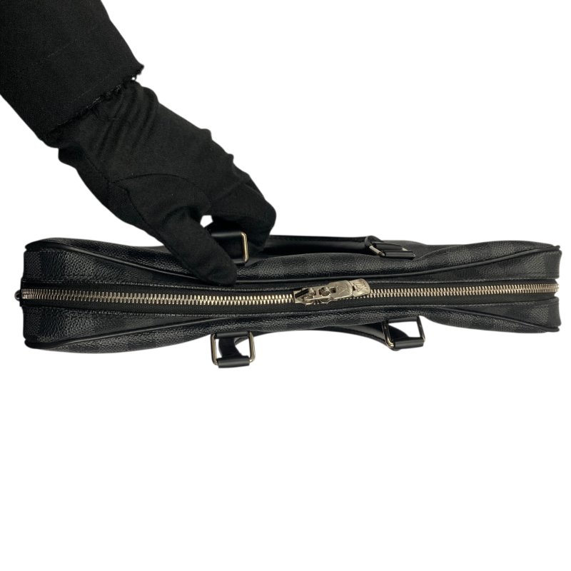 LOUIS VUITTON 路易威登 N41125 Porte-Documents Voyage PM PVC帆布 公事包 黑色棋盤格 銀釦-5