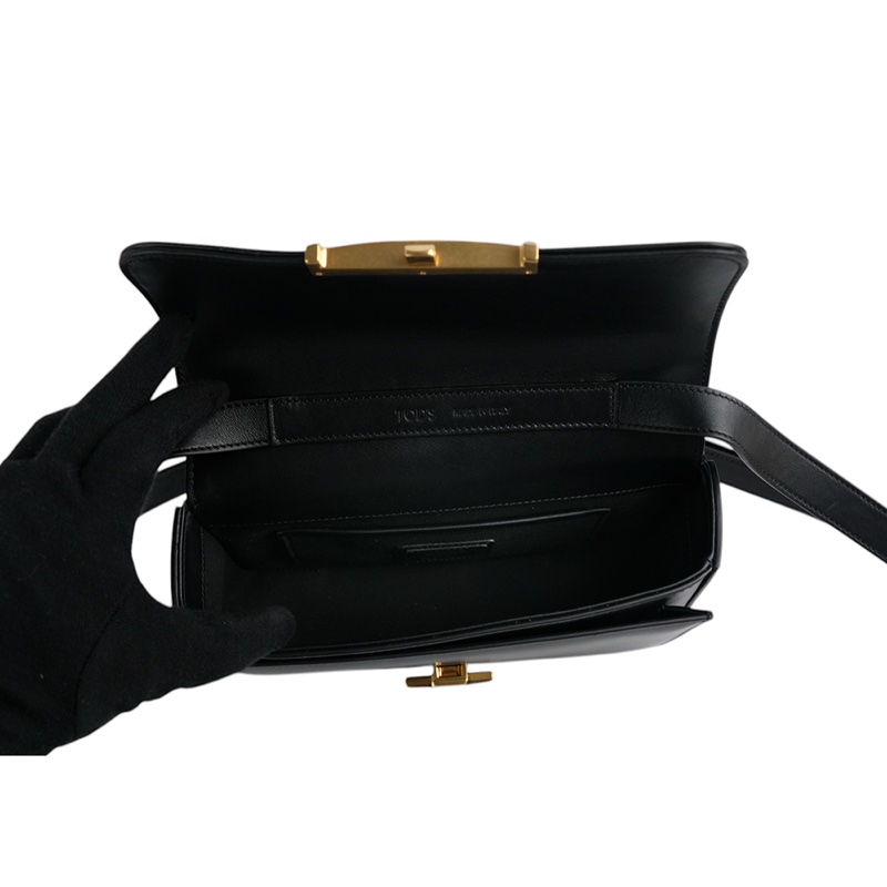 T Timeless 光滑小牛皮翻蓋長型二用包(Micro)(黑色)-6